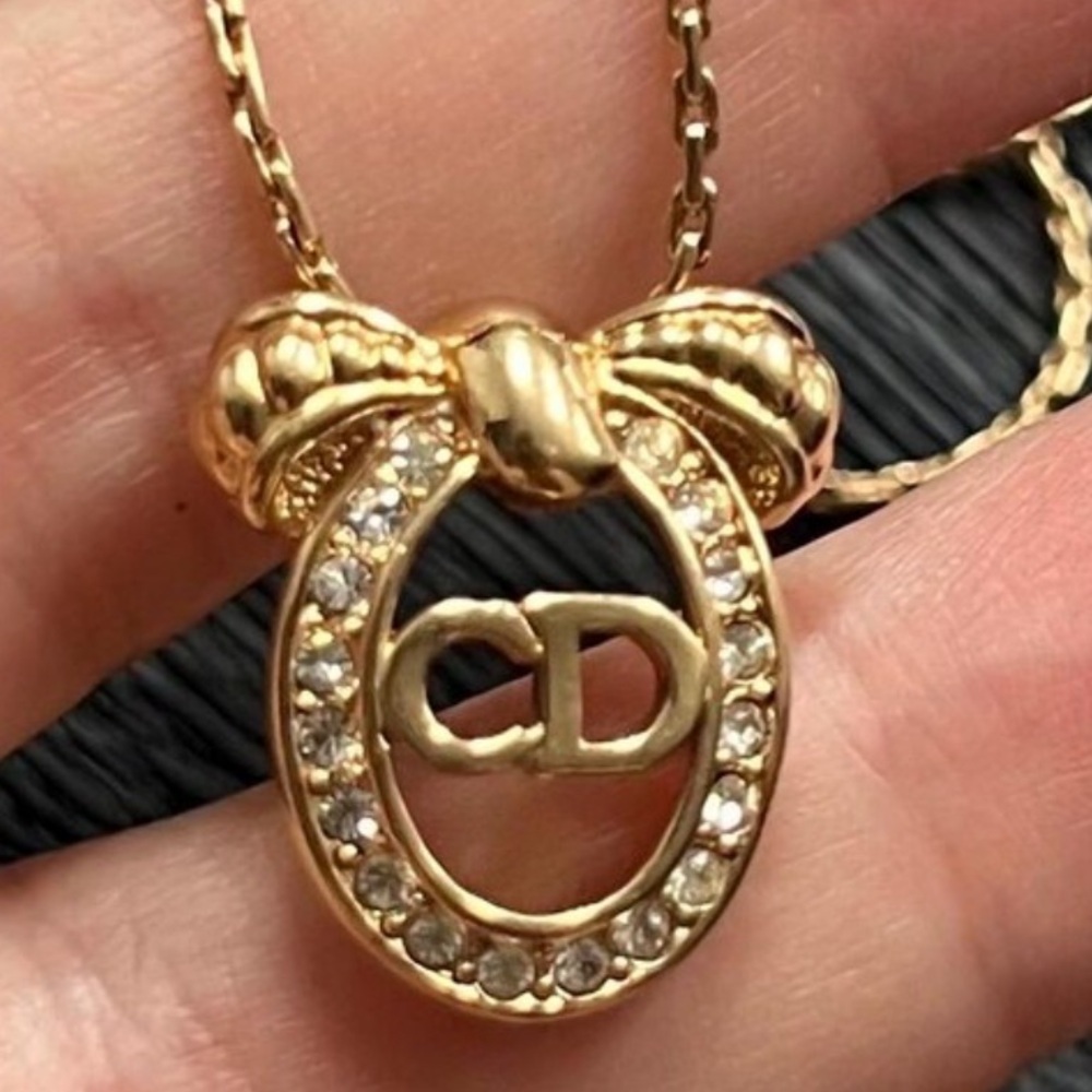 Christian Dior necklace Bow necklace crystal necklace vintage Dior necklace - Picture 5 of 8